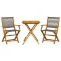 3-piece bistro set made of gray polypropylene and solid wood by , Garden sets - Ref: Foro24-3281806, Price: 194,13 €, Discoun...