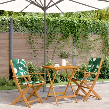 3-piece bistro set, fabric, solid wood, leaf print by , Garden sets - Ref: Foro24-3281812, Price: 180,82 €, Discount: %