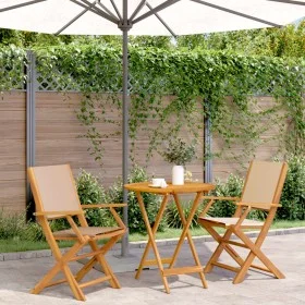 3-piece bistro set in beige fabric and solid wood by , Garden sets - Ref: Foro24-3281859, Price: 195,17 €, Discount: %