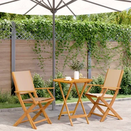 3-piece bistro set in beige fabric and solid wood by , Garden sets - Ref: Foro24-3281859, Price: 195,17 €, Discount: %