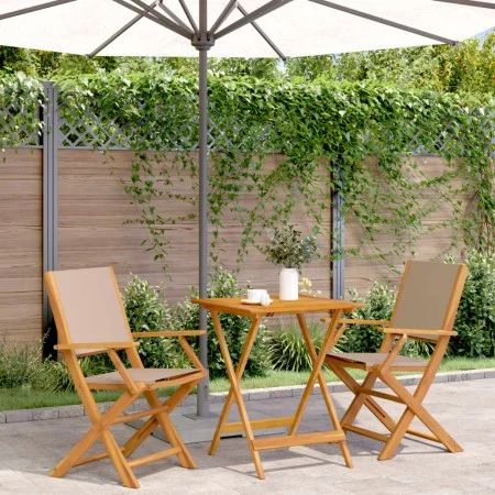 3-piece bistro set in taupe fabric and solid wood by , Garden sets - Ref: Foro24-3281810, Price: 184,60 €, Discount: %