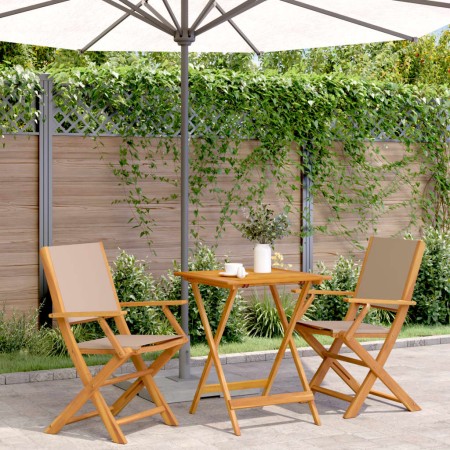 3-teiliges Bistro-Set aus Stoff und massivem Holz in Taupe-Farbe. von , Gartensets - Ref: Foro24-3281810, Preis: 195,04 €, Ra...