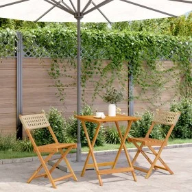 3-piece PE rattan and solid wood beige bistro set by , Garden sets - Ref: Foro24-3281756, Price: 143,39 €, Discount: %
