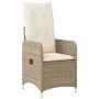 Reclining garden chair with beige synthetic rattan cushions by , Garden chairs - Ref: Foro24-365683, Price: 140,49 €, Discoun...