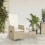Reclining garden chair with beige synthetic rattan cushions by , Garden chairs - Ref: Foro24-365683, Price: 140,49 €, Discoun...