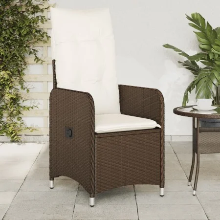 Sillón reclinable de jardín con cojines ratán sintético marrón de , Sillas de jardín - Ref: Foro24-365681, Precio: 140,43 €, ...