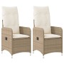 Garten-Liegestühle mit beigen Kissen, 2 Stück, PE-Rattan von , Gartenstühle - Ref: Foro24-365688, Preis: 267,89 €, Rabatt: %