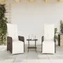 Reclining garden chairs with table 2 pcs brown PE rattan by , Garden chairs - Ref: Foro24-365706, Price: 280,78 €, Discount: %