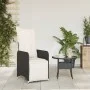 Reclining garden armchair with black synthetic rattan cushions by , Garden chairs - Ref: Foro24-365695, Price: 146,49 €, Disc...
