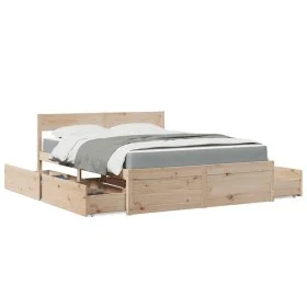 Bed with drawers and solid pine wood mattress 160x200 cm by , Beds and slatted bases - Ref: Foro24-3281892, Price: 518,74 €, ...
