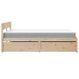 Cama con cajones y colchón madera maciza de pino 160x200 cm de , Camas y somieres - Ref: Foro24-3281892, Precio: 517,81 €, De...