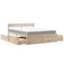 Cama con cajones y colchón madera maciza de pino 160x200 cm de , Camas y somieres - Ref: Foro24-3281892, Precio: 517,81 €, De...
