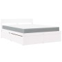 Bed with drawers and solid pine wood white mattress 140x200 cm by , Beds and slatted bases - Ref: Foro24-3281899, Price: 525,...