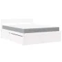 Bed with drawers and solid pine wood white mattress 140x200 cm by , Beds and slatted bases - Ref: Foro24-3281899, Price: 486,...