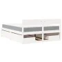 Bed with drawers and solid pine wood white mattress 140x200 cm by , Beds and slatted bases - Ref: Foro24-3281899, Price: 486,...
