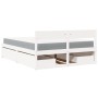 Cama con cajones y colchón madera maciza pino blanca 140x200 cm