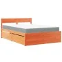 Bed with drawers and solid pine wood mattress brown 120x200 cm by , Beds and slatted bases - Ref: Foro24-3281903, Price: 456,...