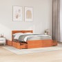 Bed with drawers and solid pine wood mattress brown 120x200 cm by , Beds and slatted bases - Ref: Foro24-3281903, Price: 463,...