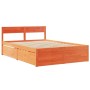 Bed with drawers and solid pine wood mattress brown 120x200 cm by , Beds and slatted bases - Ref: Foro24-3281903, Price: 463,...