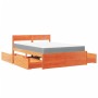 Bed with drawers and solid pine wood mattress brown 120x200 cm by , Beds and slatted bases - Ref: Foro24-3281903, Price: 463,...