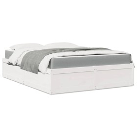 Bed with solid white pine wood mattress 160x200 cm by , Beds and slatted bases - Ref: Foro24-3281929, Price: 458,26 €, Discou...