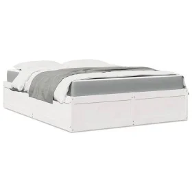Bed with solid white pine wood mattress 160x200 cm by , Beds and slatted bases - Ref: Foro24-3281929, Price: 452,14 €, Discou...