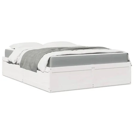 Bett mit massiver Kiefernholzmatratze in Weiß 160x200 cm von , Betten und Lattenroste - Ref: Foro24-3281929, Preis: 451,62 €,...