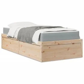 Bed with solid pine wood mattress 90x200 cm by , Beds and slatted bases - Ref: Foro24-3281943, Price: 260,55 €, Discount: %