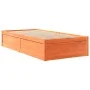 Bed with solid pine wood frame and brown wax finish mattress 90x190 cm by , Beds and slatted bases - Ref: Foro24-3281957, Pri...