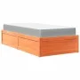 Bed with solid pine wood frame and brown wax finish mattress 90x190 cm by , Beds and slatted bases - Ref: Foro24-3281957, Pri...