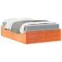 Cama con colchón madera maciza de pino marrón cera 140x190 cm de , Camas y somieres - Ref: Foro24-3281948, Precio: 403,75 €, ...