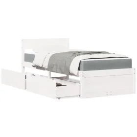 Bed with drawers and solid white pine mattress 90x190 cm by , Beds and slatted bases - Ref: Foro24-3281920, Price: 282,68 €, ...
