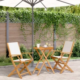 3-piece bistro set, fabric and solid white cream wood by , Garden sets - Ref: Foro24-3281796, Price: 156,43 €, Discount: %