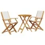 3-piece bistro set, fabric and solid white cream wood by , Garden sets - Ref: Foro24-3281796, Price: 156,43 €, Discount: %