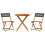 3-teiliges Bistro-Set aus PE-Rattan und massivem Schwarzholz von , Gartensets - Ref: Foro24-3281838, Preis: 142,09 €, Rabatt: %