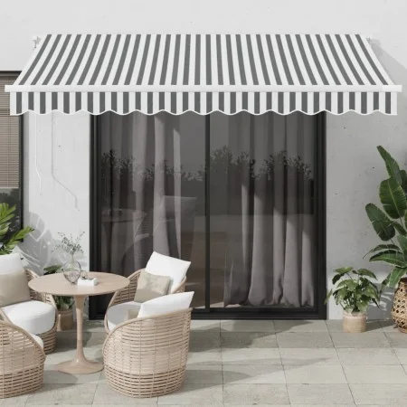 Automatic retractable awning with LED light in anthracite white 350x250 cm by , Awnings - Ref: Foro24-3215783, Price: 484,74 ...