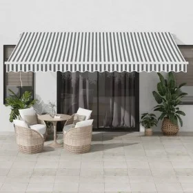 Manual retractable awning with LED light in anthracite and white, 450x350 cm. by , Awnings - Ref: Foro24-3215797, Price: 402,...
