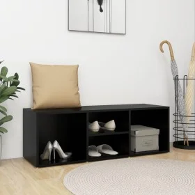 Black plywood shoe bench 105x35x35 cm by , Shoe racks and shoe organizers - Ref: Foro24-804464, Price: 50,20 €, Discount: %