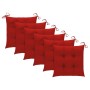 Sillas de jardín 6 uds con cojines rojos madera de teca de , Sillas de jardín - Ref: Foro24-3065611, Precio: 360,51 €