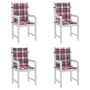 Garden chair cushion low backrest 4 pcs red checkered fabric by , Cushions for chairs and sofas - Ref: Foro24-314153, Price: ...