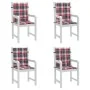 Garden chair cushion low backrest 4 pcs red checkered fabric by , Cushions for chairs and sofas - Ref: Foro24-314153, Price: ...