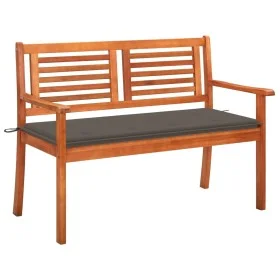 Solid eucalyptus wood 2-seater garden bench with cushion, 120 cm by , garden benches - Ref: Foro24-3060977, Price: 185,08 €, ...