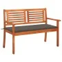 Solid eucalyptus wood 2-seater garden bench with cushion, 120 cm by , garden benches - Ref: Foro24-3060977, Price: 185,08 €, ...
