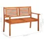Solid eucalyptus wood 2-seater garden bench with cushion, 120 cm by , garden benches - Ref: Foro24-3060977, Price: 185,08 €, ...