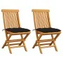 Gartenstühle 2 Stück Massivholz aus Teakholz mit schwarzen Kissen von , Gartenstühle - Ref: Foro24-3062482, Preis: 144,44 €, ...