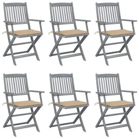 Faltbare Gartenstühle 6 Stück mit massiven Akazienholz-Kissen. von , Gartenstühle - Ref: Foro24-3065410, Preis: 305,73 €, Rab...