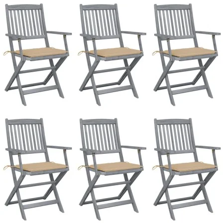 Sillas de jardín plegables 6 uds cojines madera maciza acacia de , Sillas de jardín - Ref: Foro24-3065410, Precio: 305,72 €, ...