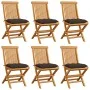 Gartenstühle 6 Stück Massivholz Teak und Kissen in Grau-Taupe von , Gartenstühle - Ref: Foro24-3065613, Preis: 386,55 €, Raba...