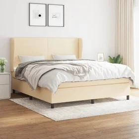 Box spring bed with cream-colored fabric mattress 180x200 cm by , Beds and slatted bases - Ref: Foro24-3127826, Price: 642,21...
