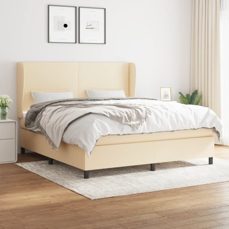 Box spring bed with cream-colored fabric mattress 180x200 cm by , Beds and slatted bases - Ref: Foro24-3127826, Price: 662,05...